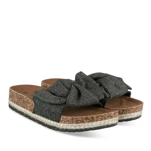 Mules Corde NOIR Femme Motif Rayures A Enfiler