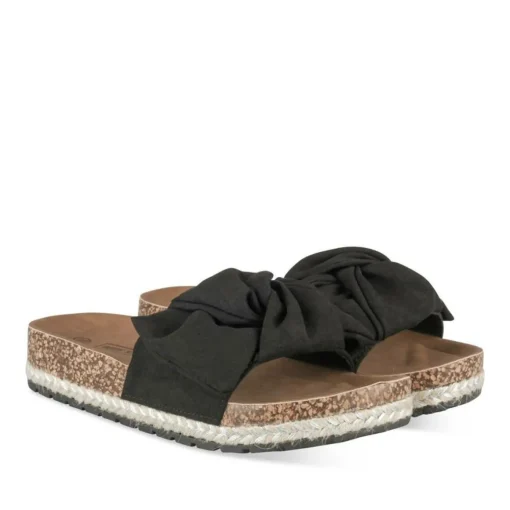 Mules Corde NOIR Femme Motif Uni A Enfiler