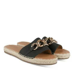 Mules Corde NOIR Femme Motif Uni A Enfiler