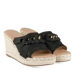 Mules Corde NOIR Femme Motif Chaîne A Enfiler