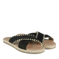 Mules Corde NOIR Femme Motif Tressé A Enfiler