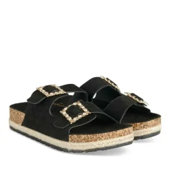 Mules Corde NOIR Femme Motif Uni A Enfiler