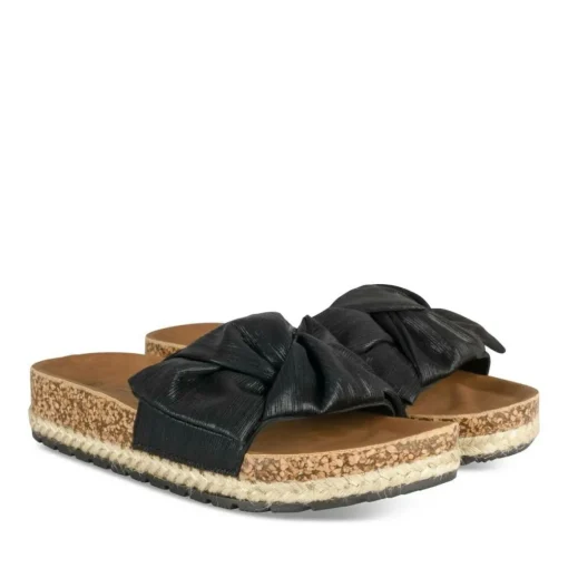 Mules Corde NOIR Femme Motif Uni A Enfiler
