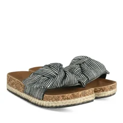 Mules Corde NOIR Femme Motif Rayures A Enfiler