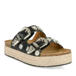 Mules Corde NOIR Femme Motif Clouté A Enfiler