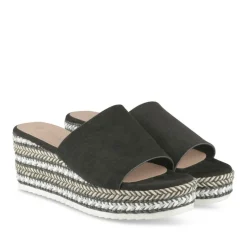 Mules Corde NOIR Femme Motif Tressé A Enfiler