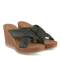 Mules Corde NOIR Femme Motif Tressé A Enfiler