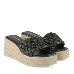 Mules Corde NOIR Femme Motif Tressé A Enfiler