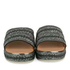 Mules Corde NOIR Femme Motif Tressé A Enfiler