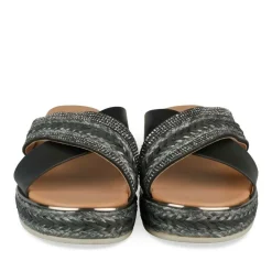 Mules Corde NOIR Femme Motif Tressé A Enfiler