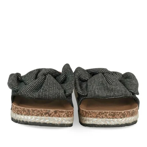 Mules Corde NOIR Femme Motif Rayures A Enfiler