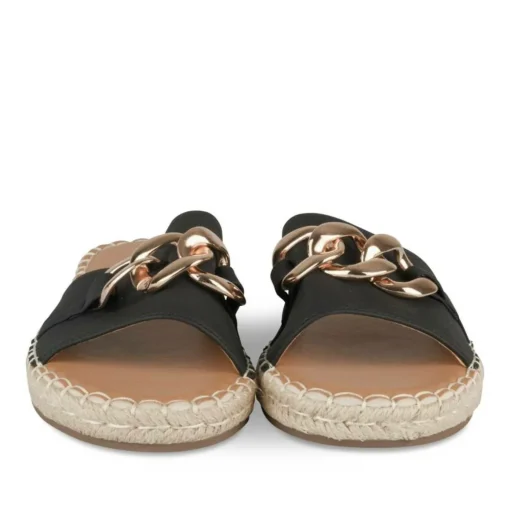 Mules Corde NOIR Femme Motif Uni A Enfiler