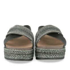 Mules Corde NOIR Femme Motif Paillettes A Enfiler
