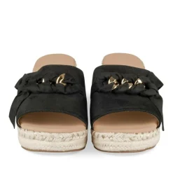 Mules Corde NOIR Femme Motif Chaîne A Enfiler