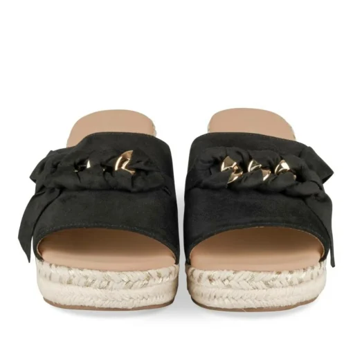 Mules Corde NOIR Femme Motif Chaîne A Enfiler