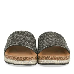 Mules Corde NOIR Femme Motif Paillettes A Enfiler