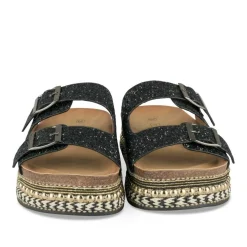 Mules Corde NOIR Femme Motif Paillettes A Enfiler