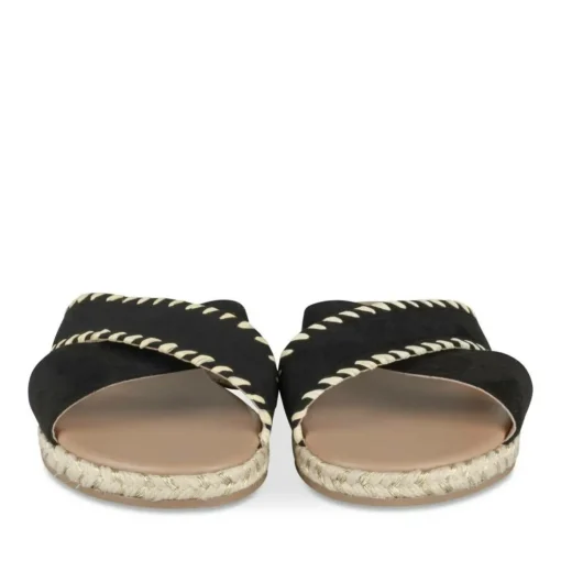 Mules Corde NOIR Femme Motif Tressé A Enfiler