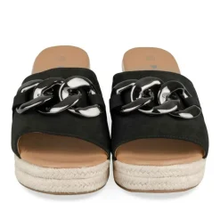 Mules Corde NOIR Femme Motif Chaîne A Enfiler