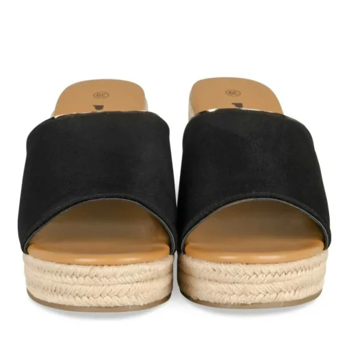 Mules Corde NOIR Femme Motif Uni A Enfiler