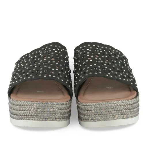 Mules Corde NOIR Femme Motif Paillettes A Enfiler
