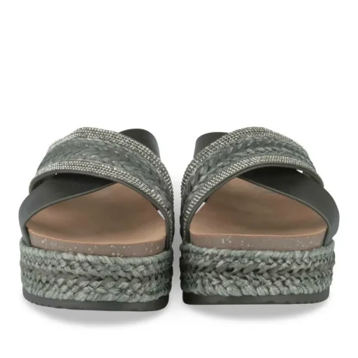 Mules Corde NOIR Femme Motif Paillettes A Enfiler