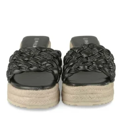 Mules Corde NOIR Femme Motif Tressé A Enfiler