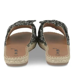 Mules Corde NOIR Femme Motif Fleuri A Enfiler