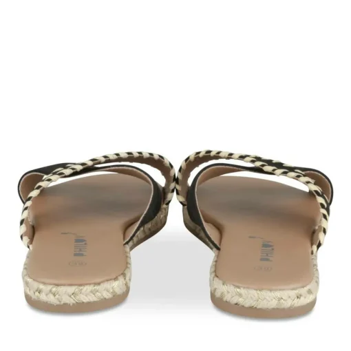 Mules Corde NOIR Femme Motif Tressé A Enfiler