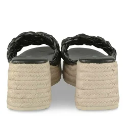 Mules Corde NOIR Femme Motif Tressé A Enfiler