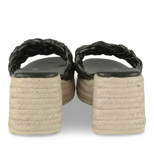 Mules Corde NOIR Femme Motif Tressé A Enfiler