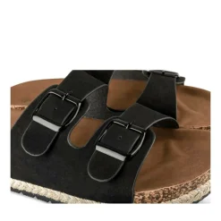 Mules Corde NOIR Femme Motif Uni A Enfiler