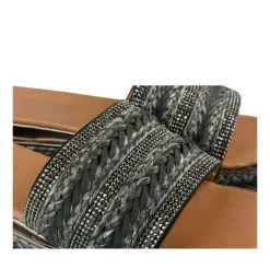 Mules Corde NOIR Femme Motif Tressé A Enfiler