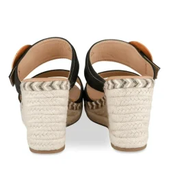 Mules Corde NOIR Femme Motif Uni A Enfiler