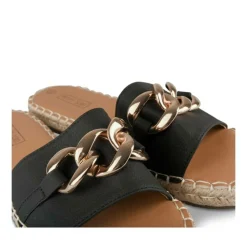 Mules Corde NOIR Femme Motif Uni A Enfiler