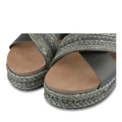Mules Corde NOIR Femme Motif Paillettes A Enfiler