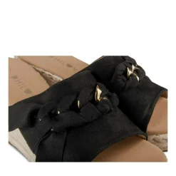 Mules Corde NOIR Femme Motif Chaîne A Enfiler