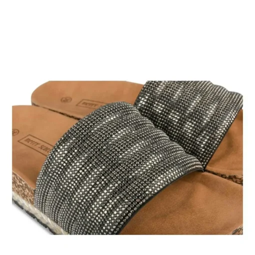 Mules Corde NOIR Femme Motif Paillettes A Enfiler