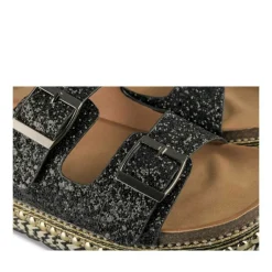 Mules Corde NOIR Femme Motif Paillettes A Enfiler