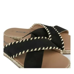 Mules Corde NOIR Femme Motif Tressé A Enfiler
