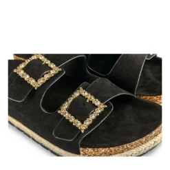 Mules Corde NOIR Femme Motif Uni A Enfiler