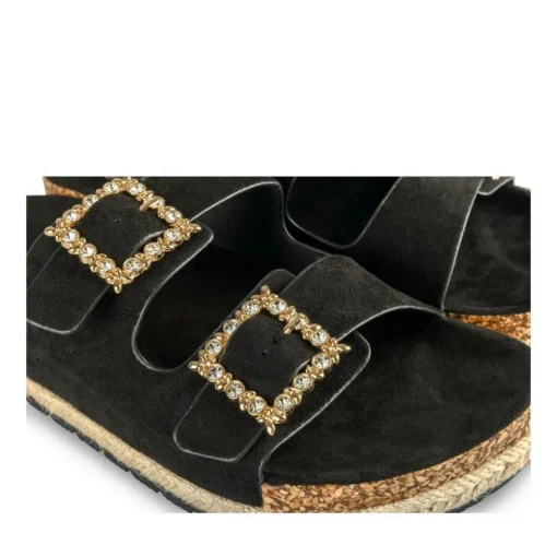 Mules Corde NOIR Femme Motif Uni A Enfiler