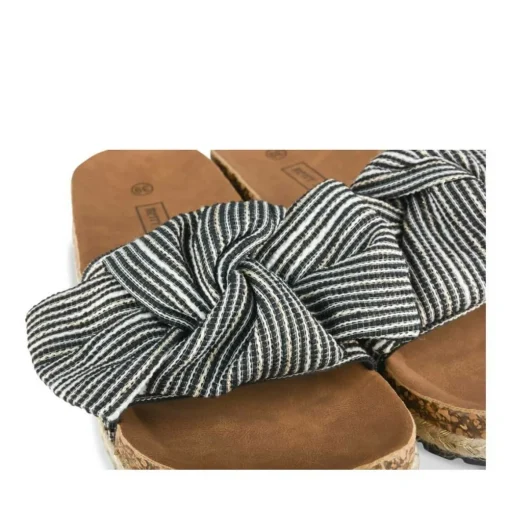Mules Corde NOIR Femme Motif Rayures A Enfiler