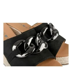 Mules Corde NOIR Femme Motif Chaîne A Enfiler