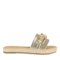 Mules Corde OR Femme Motif Chaîne A Enfiler