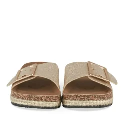 Mules Corde OR Femme Motif Paillettes A Enfiler
