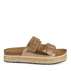 Mules Corde ROSE Femme Motif Vernis A Enfiler