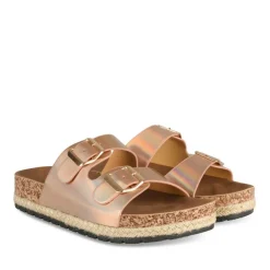 Mules Corde ROSE Femme Motif Iridescent A Enfiler