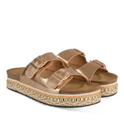 Mules Corde ROSE Femme Motif Vernis A Enfiler