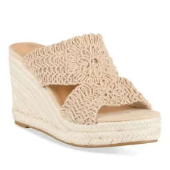 Mules Corde ROSE Femme Motif Tressé A Enfiler